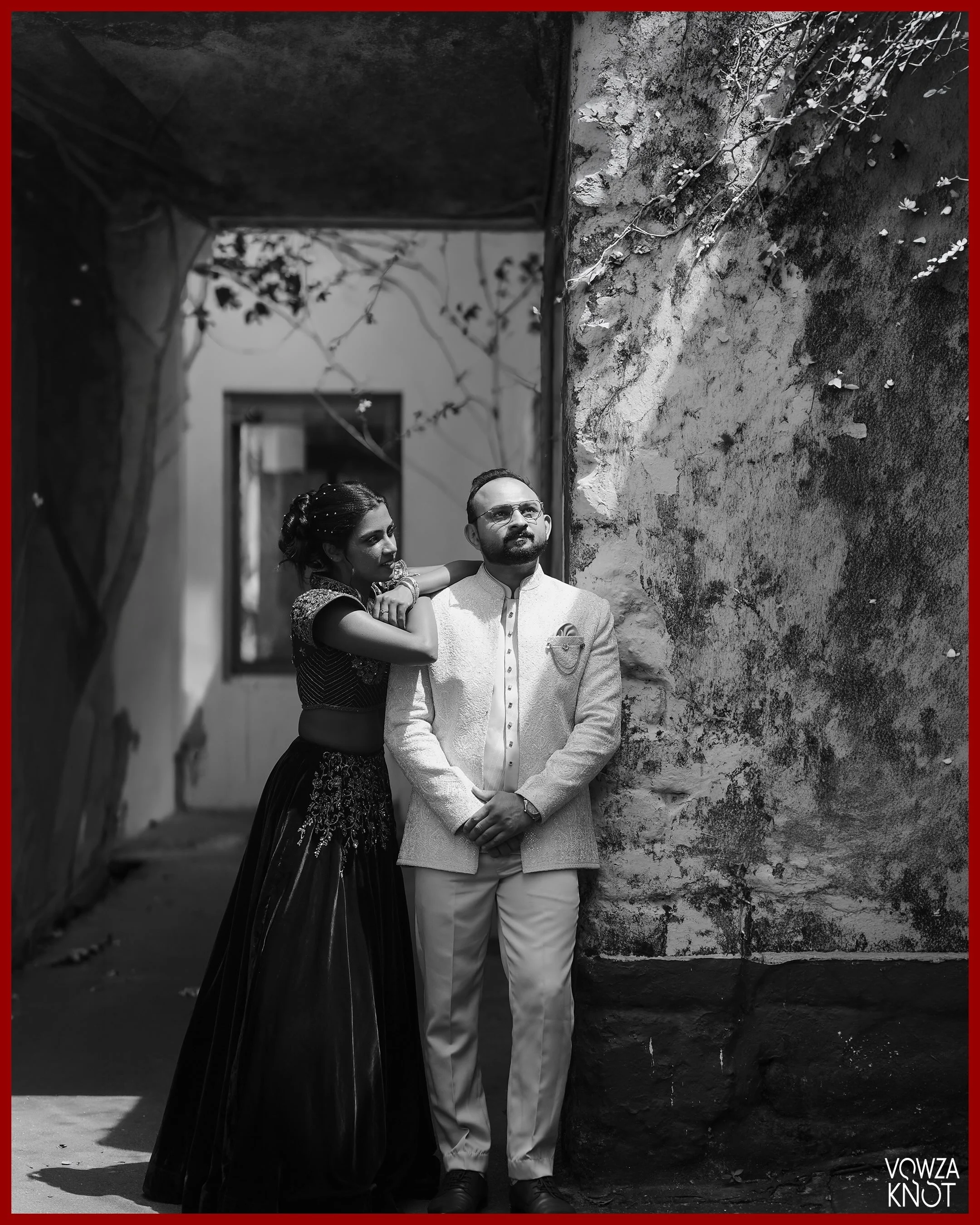 A couple sharing a quiet wedding moment